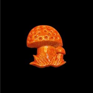 Orange Mushroom Brooch